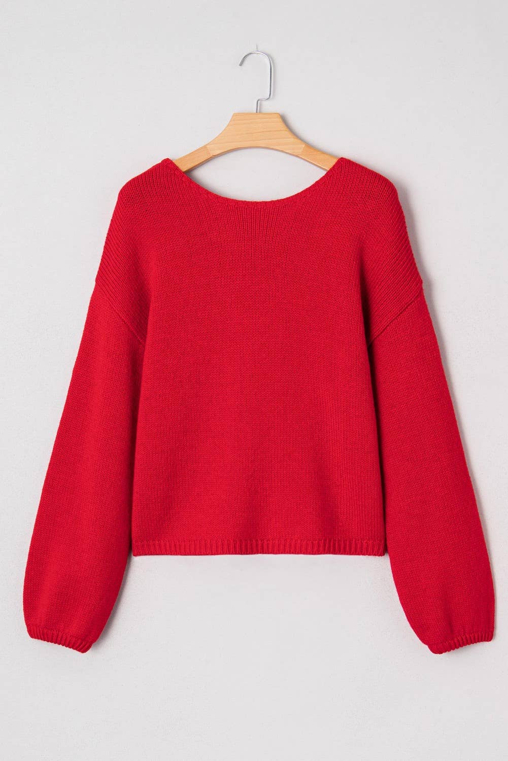 Black Backless Bubble Sleeve Back Bow Sweater - XL