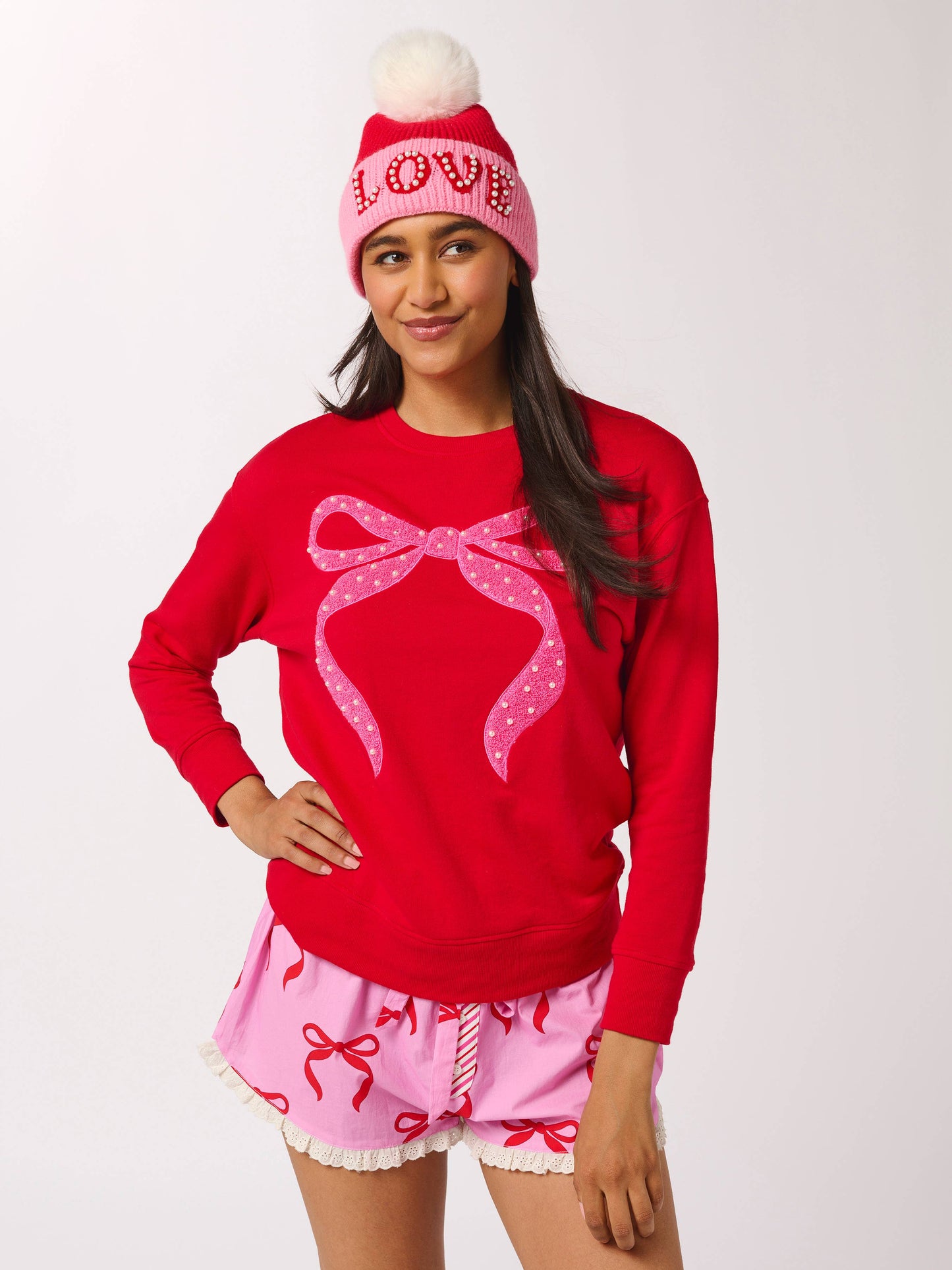Shiraleah - PEARL BOW CLASSIC SWEATSHIRT: MEDIUM