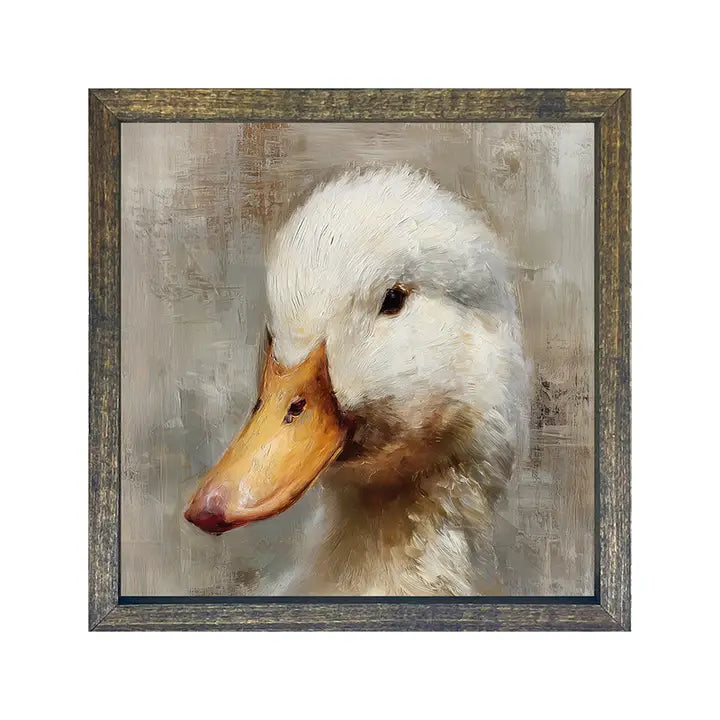 Farm Life Portrait - White Duck - Square Box Frame