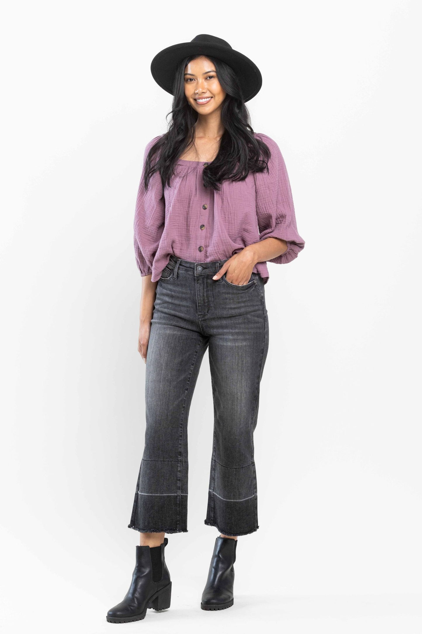 Judy Blue Wide Leg HW Crop Jean