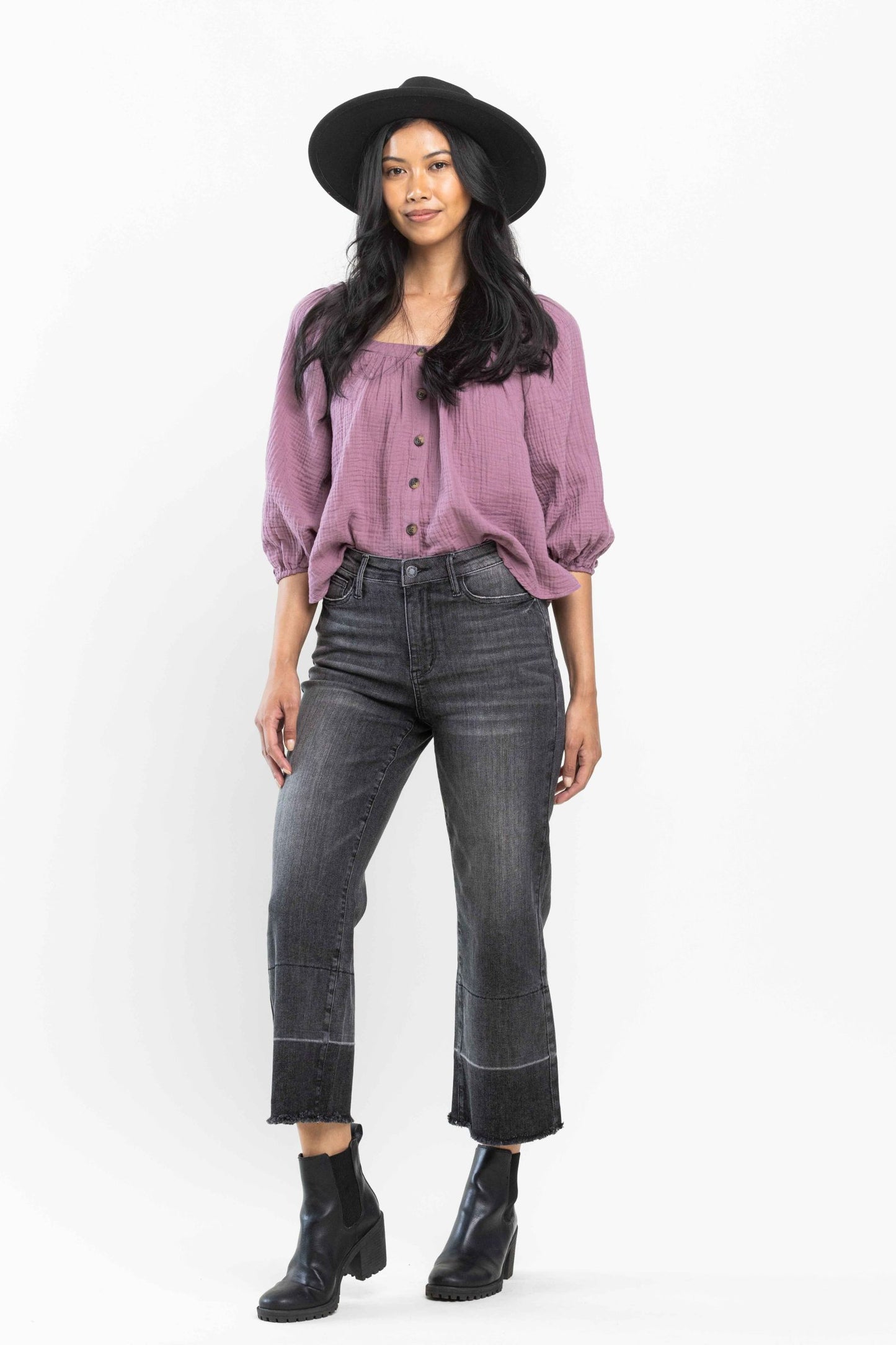 Judy Blue Wide Leg HW Crop Jean