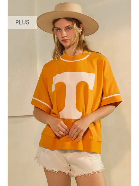 White TN oversized game day short-sleeve sweatshirt curvy