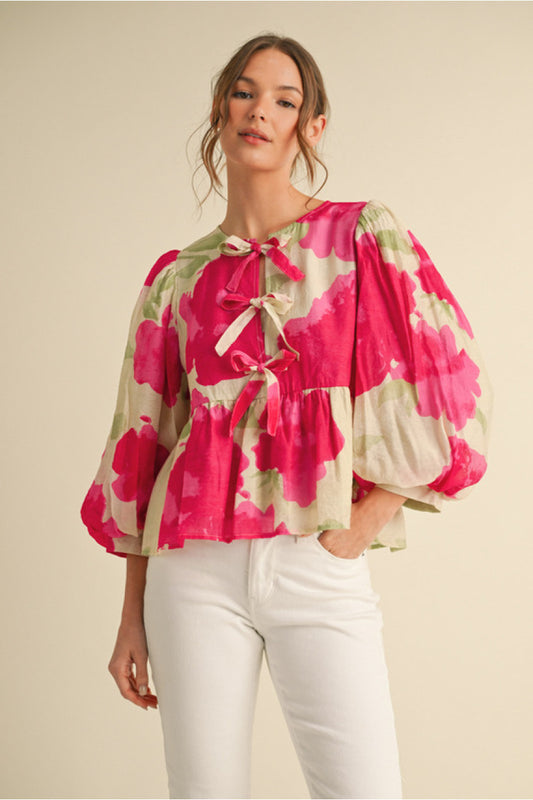 Hot Pint Floral Print With Bow