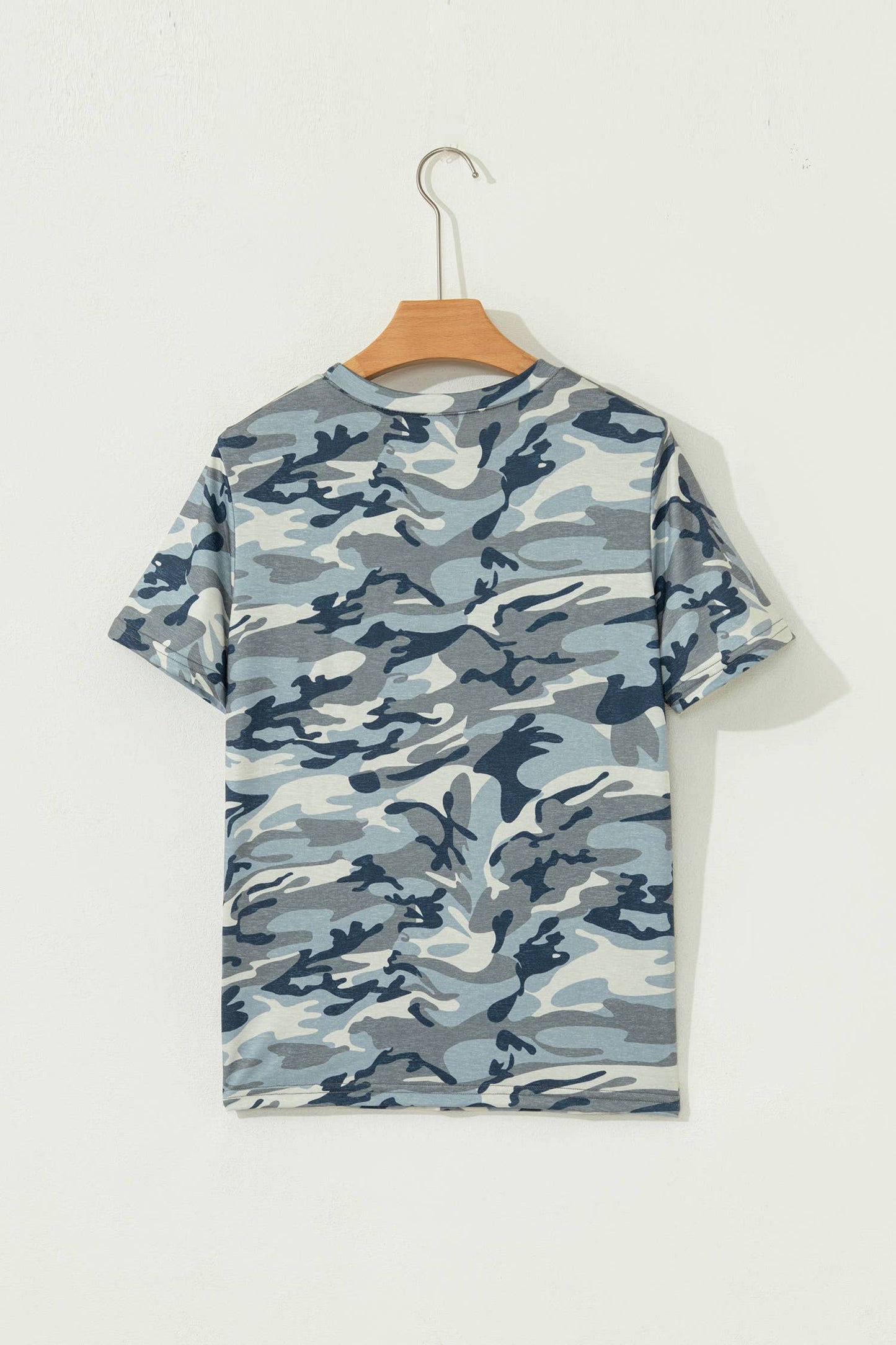 Camouflage Print Crew Neck T Shirt