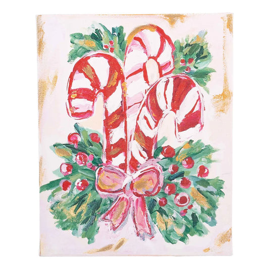 Candy Canes and Holly Canvas