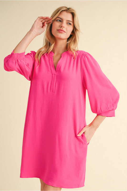 Hot Pink Solid Dress