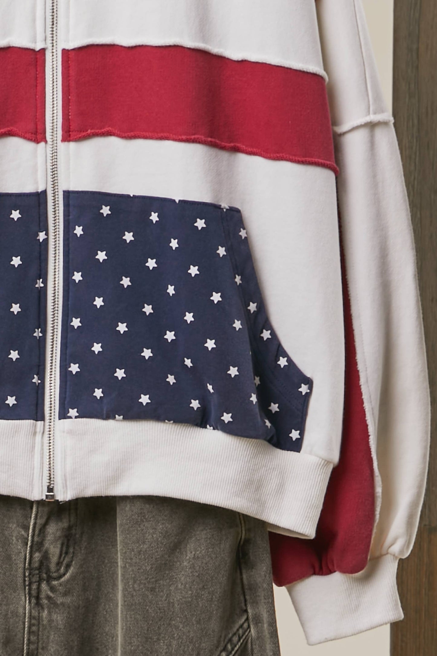 US Patch Oversized Zip Hoodie