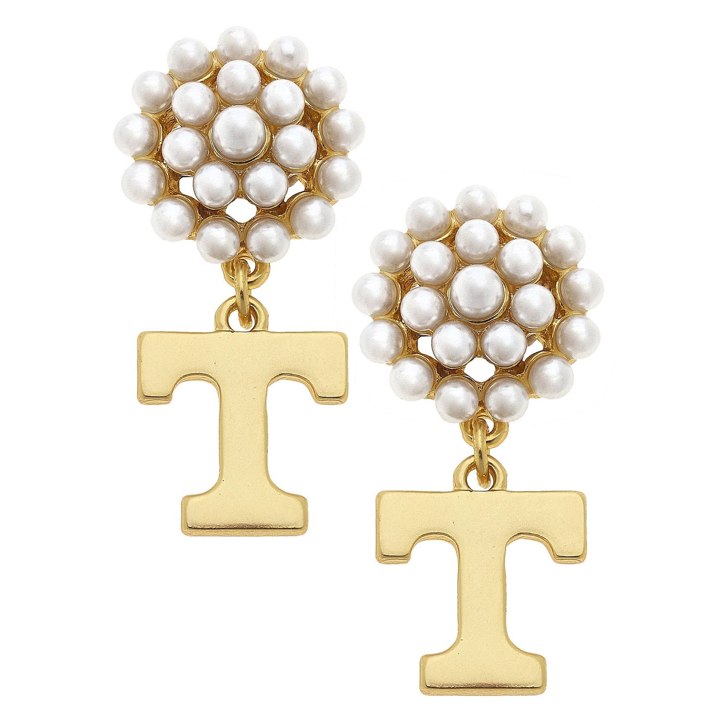 Canvas Style - Tennessee Volunteers Pearl Cluster 24K Gold Plated Earrings