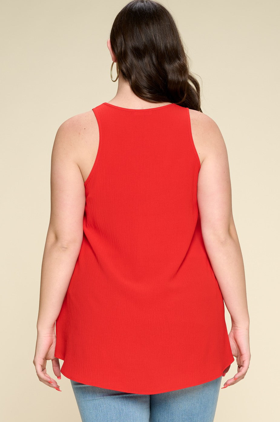 Plus Solid Printed Round Neckline Top