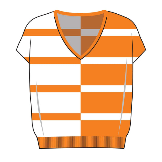 Mary Square Hannah Sweater Orange/ White