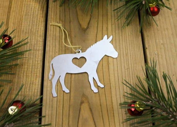 Donkey Animal Metal Holiday Gift Christmas Ornament