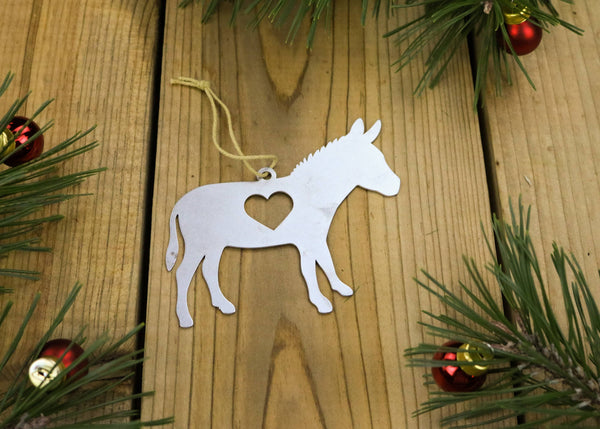 Donkey Animal Metal Holiday Gift Christmas Ornament