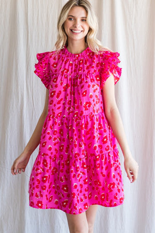 Pink Leopard Print Dress Size
