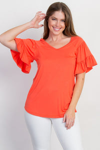 RUFFLED SLEEVE TOP