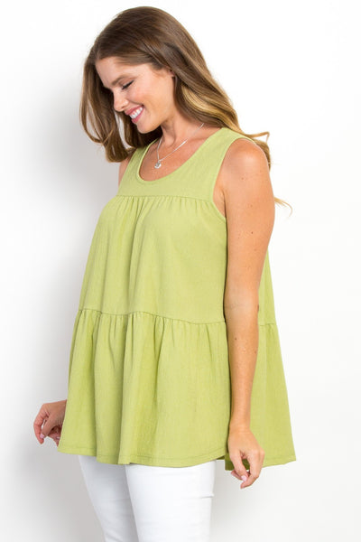 Lime Green Solid Tiered Top