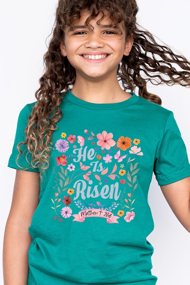 He is Risen Sunday Easter Kids Graphic T Shirts