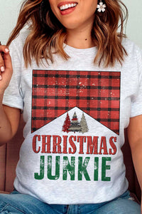 Plaid Christmas Junkie Tee