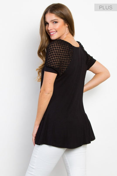 Solid Top w/Lace Sleeves