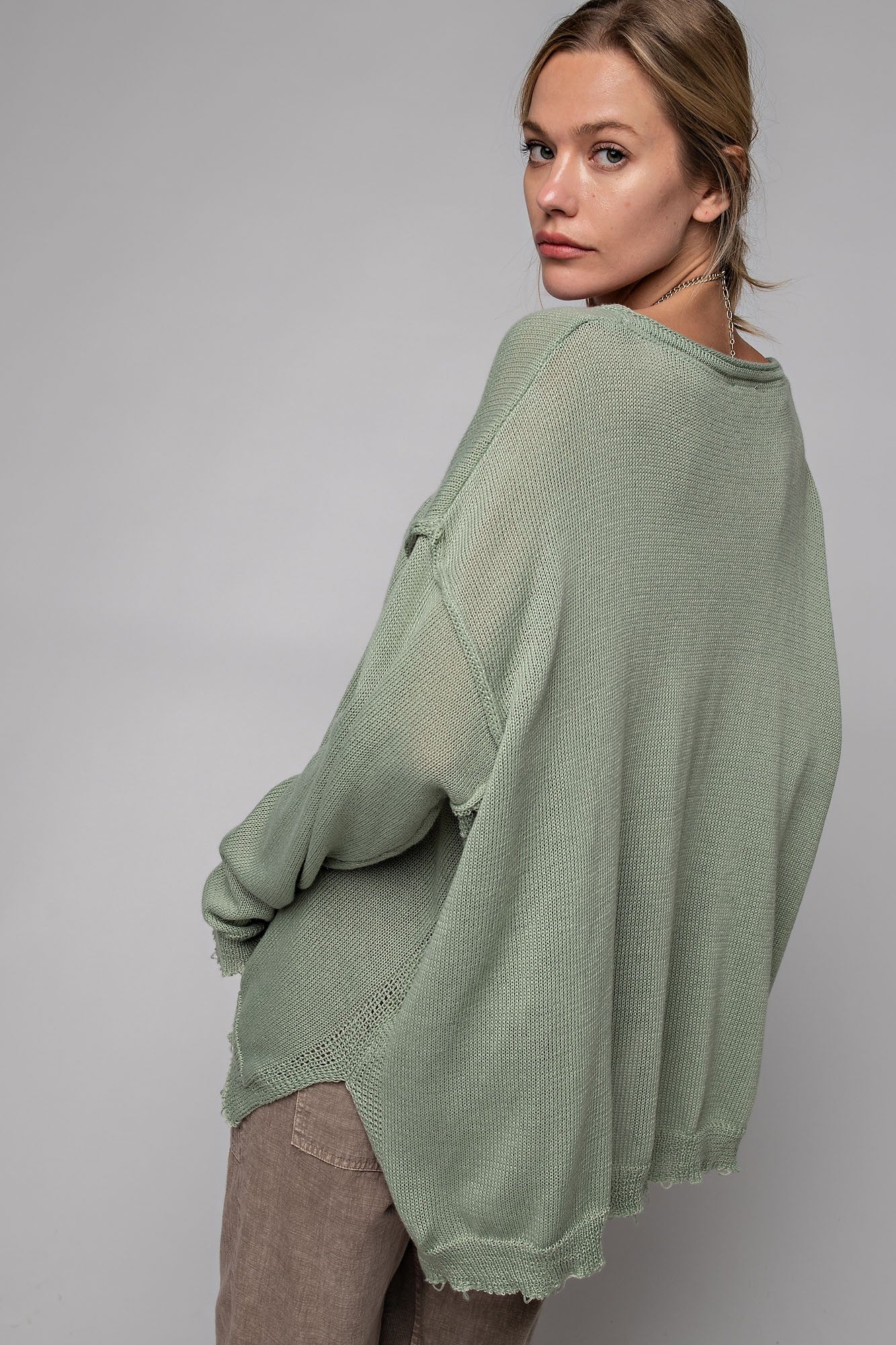 Sage Lightweight Semi Sheer Sweater