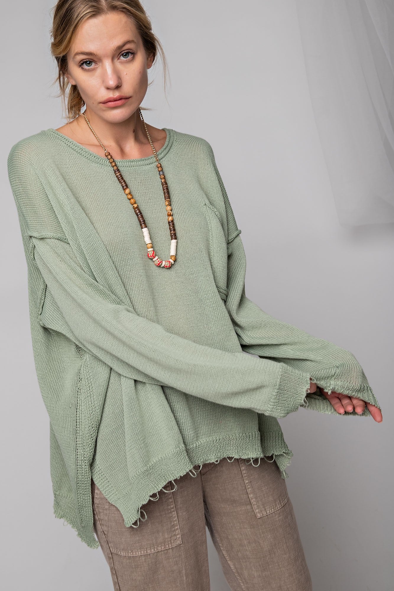 Sage Lightweight Semi Sheer Sweater