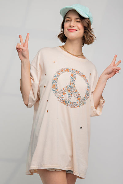 Peace Sign Printed T-Shirt