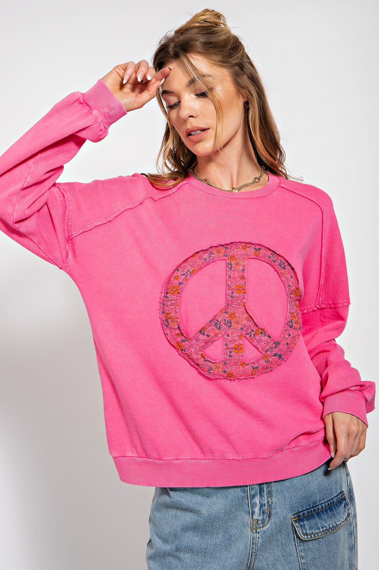 Peace Sign Washed Pullover