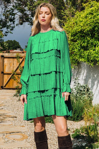 Kelley Green Tiered Ruffle Mini Dress
