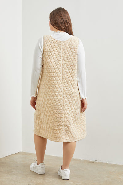 Cream Knit Fabric Tank Midi Dress