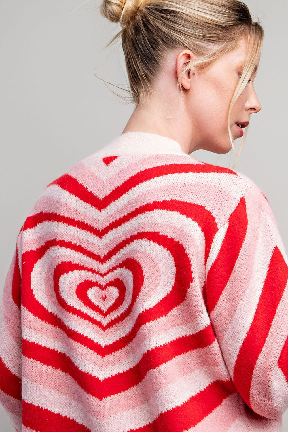 Multicolored Heart Pattern Sweater