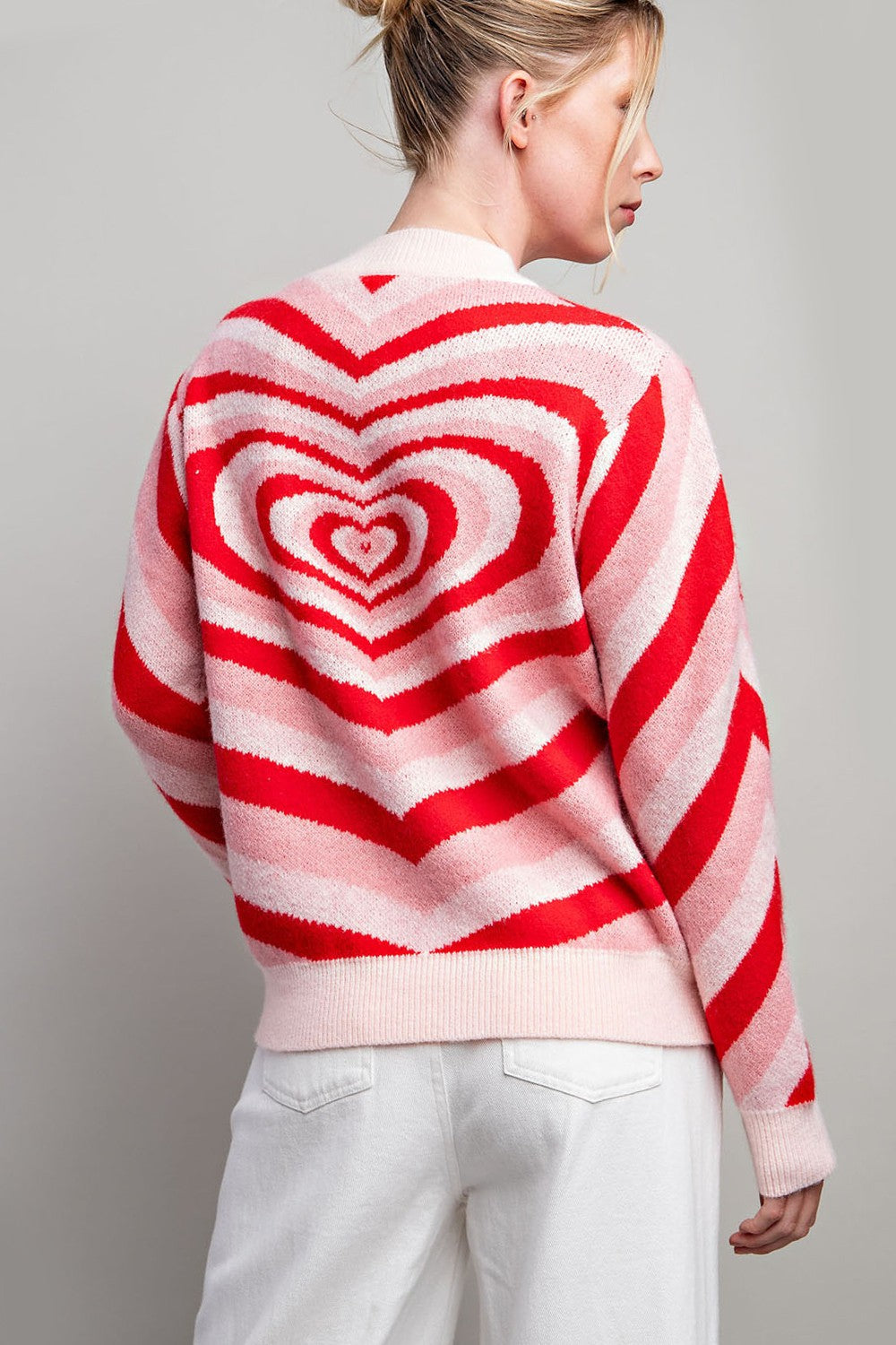 Multicolored Heart Pattern Sweater