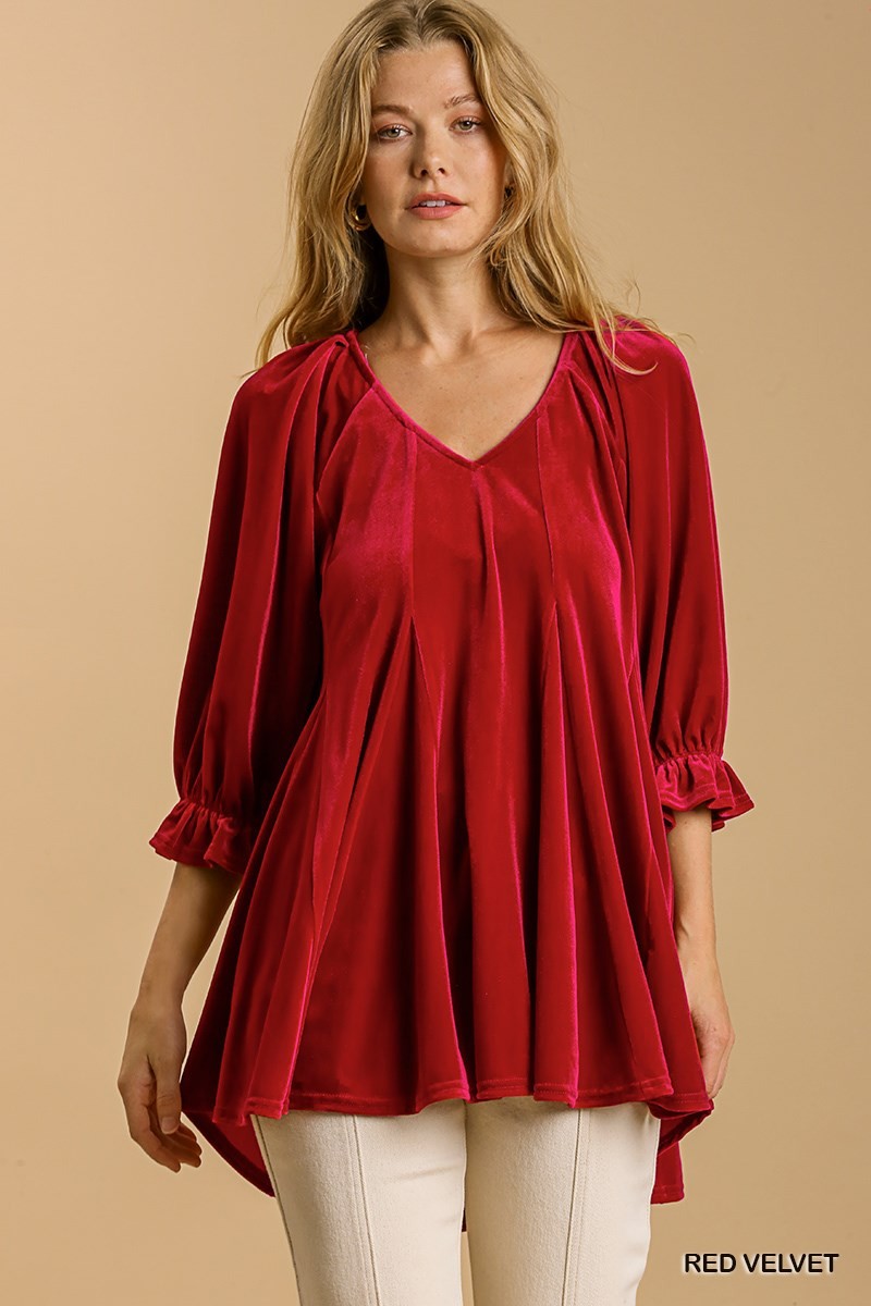 Red Velvet Tunic Top