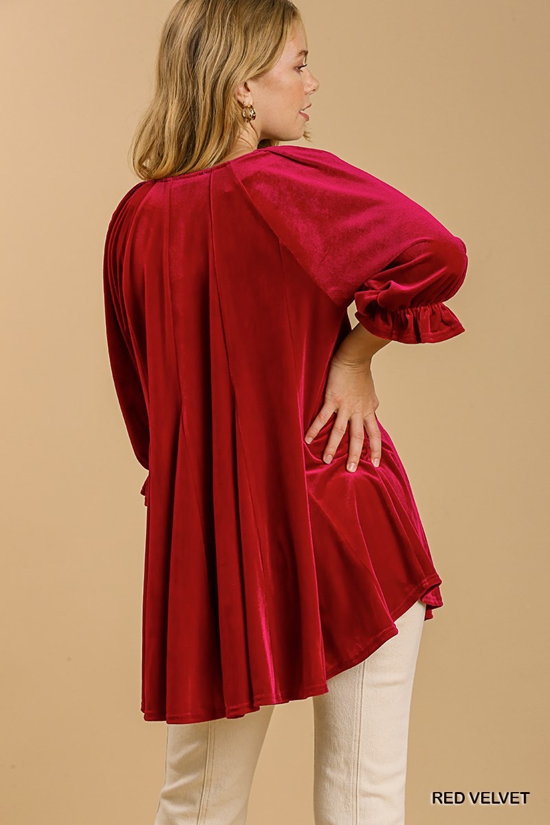 Red Velvet Tunic Top