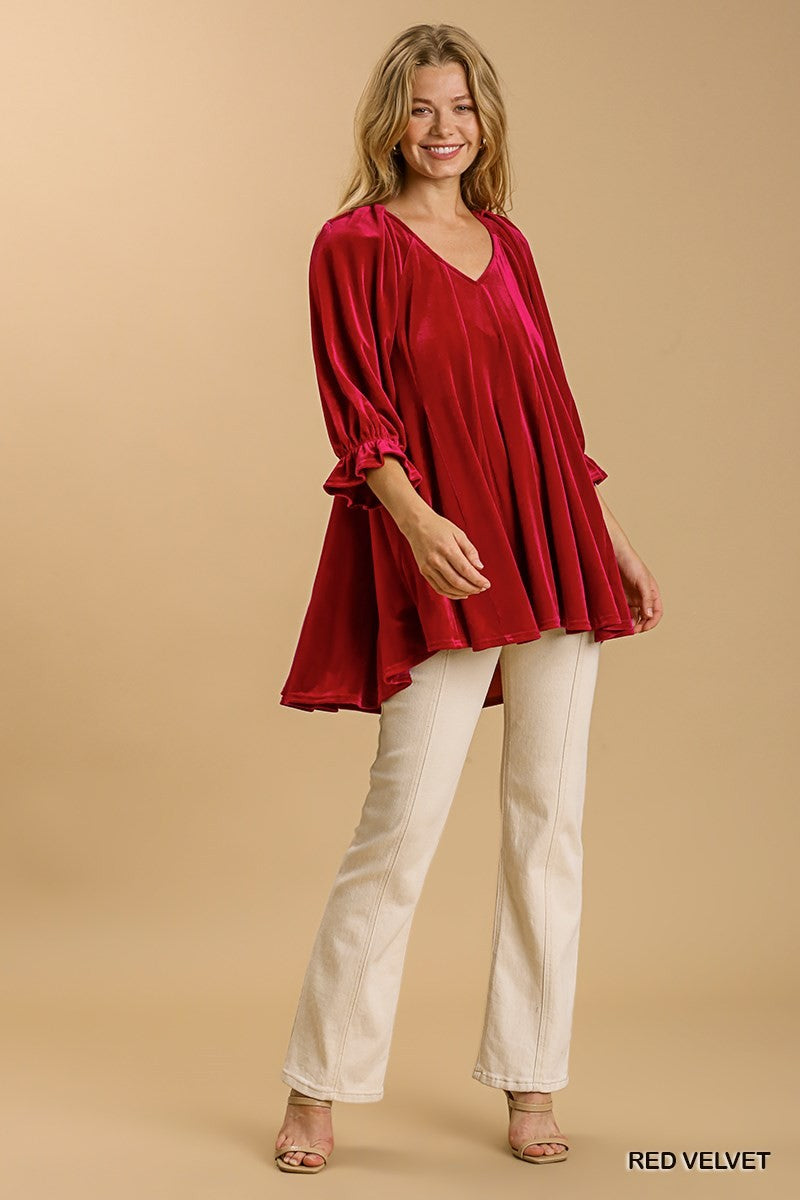 Red Velvet Tunic Top