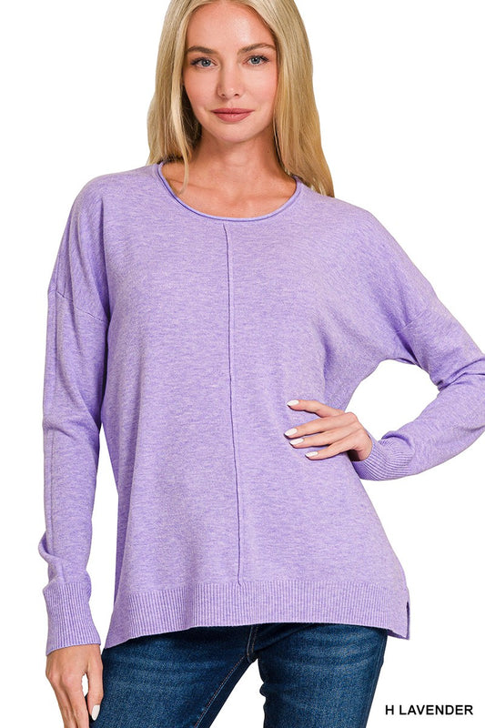 Viscose Front Seam Round-Neck Sweater