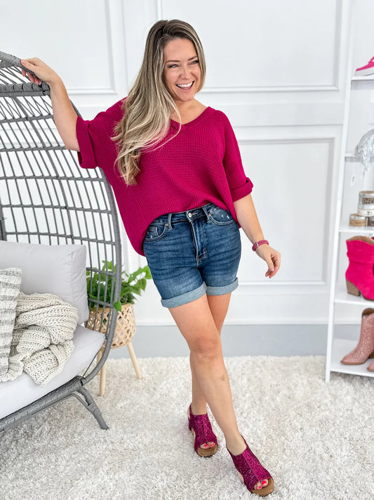 Judy Blue Tummy Control Vintage Wash Cuffed Shorts