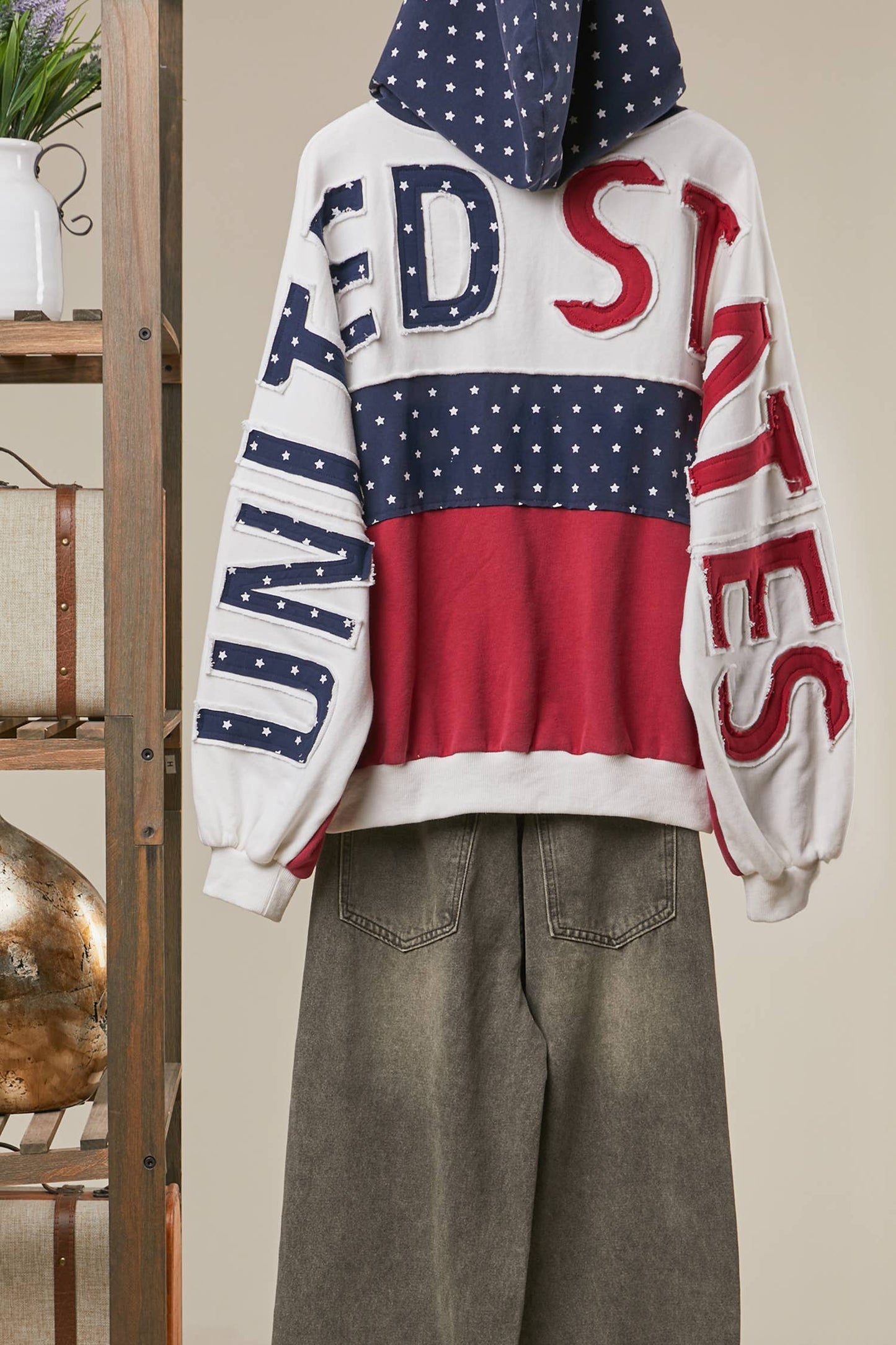 US Patch Oversized Zip Hoodie