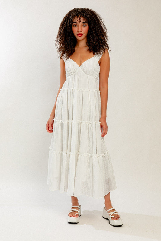 White Ruffled Maxi Dress