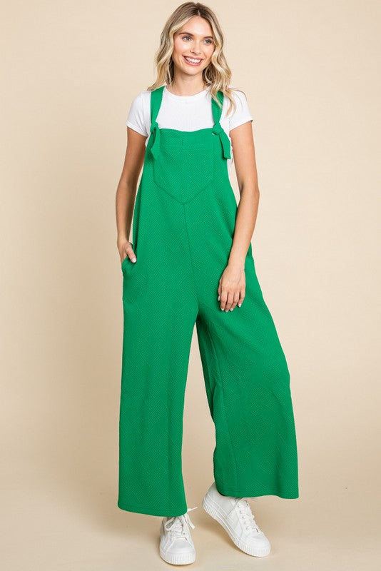 Textured Tie Sleeveless Overall