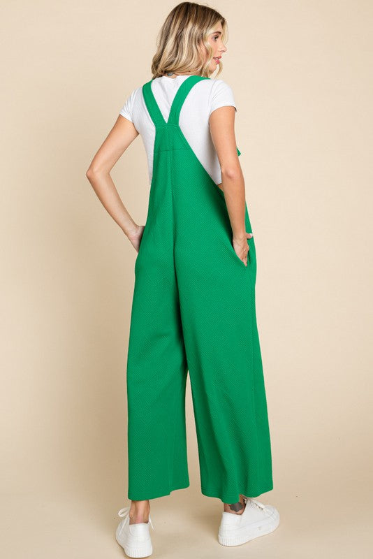 Textured Tie Sleeveless Overall