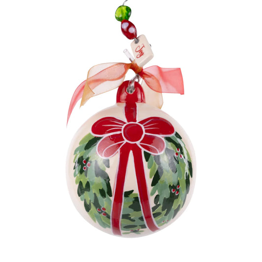 Red Bow Wreath Ornament