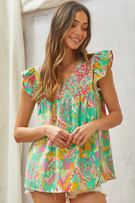 Babydoll Top w/Floral Embroidery