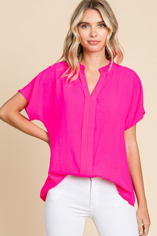 Solid Short Dolman Sleeves Top