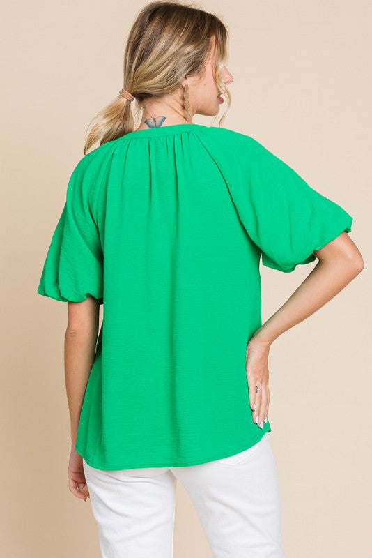 Kelly Green V-Neck Top