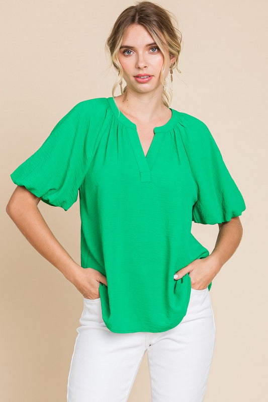 Kelly Green V-Neck Top