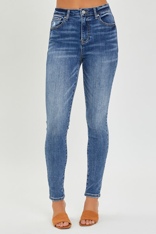 Risen Mid Rise Ankle Skinny Jeans