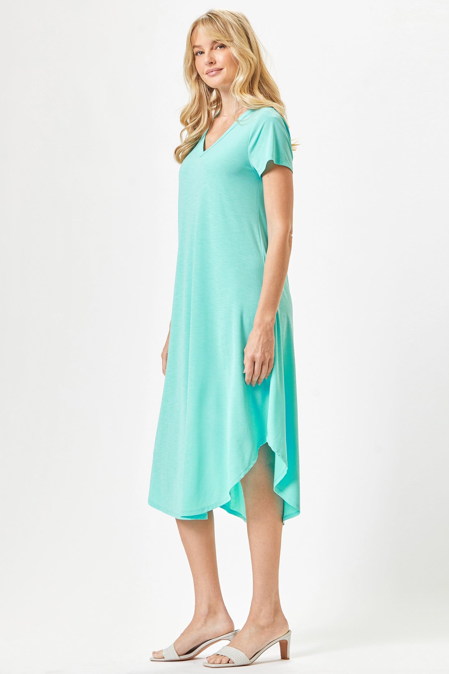 Beautiful Solid V-Neck Midi Dress