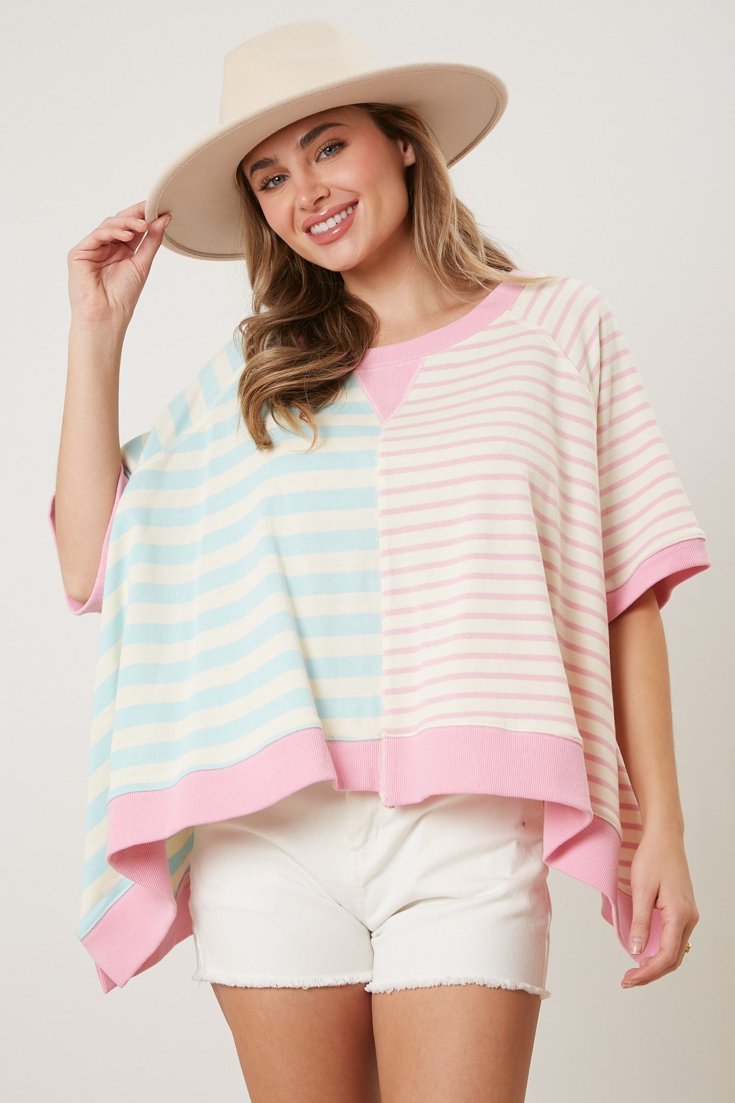 Mixed Stripe Oversized Sweatshirt