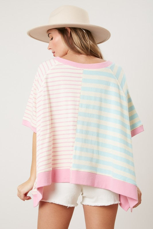 Mixed Stripe Oversized Sweatshirt