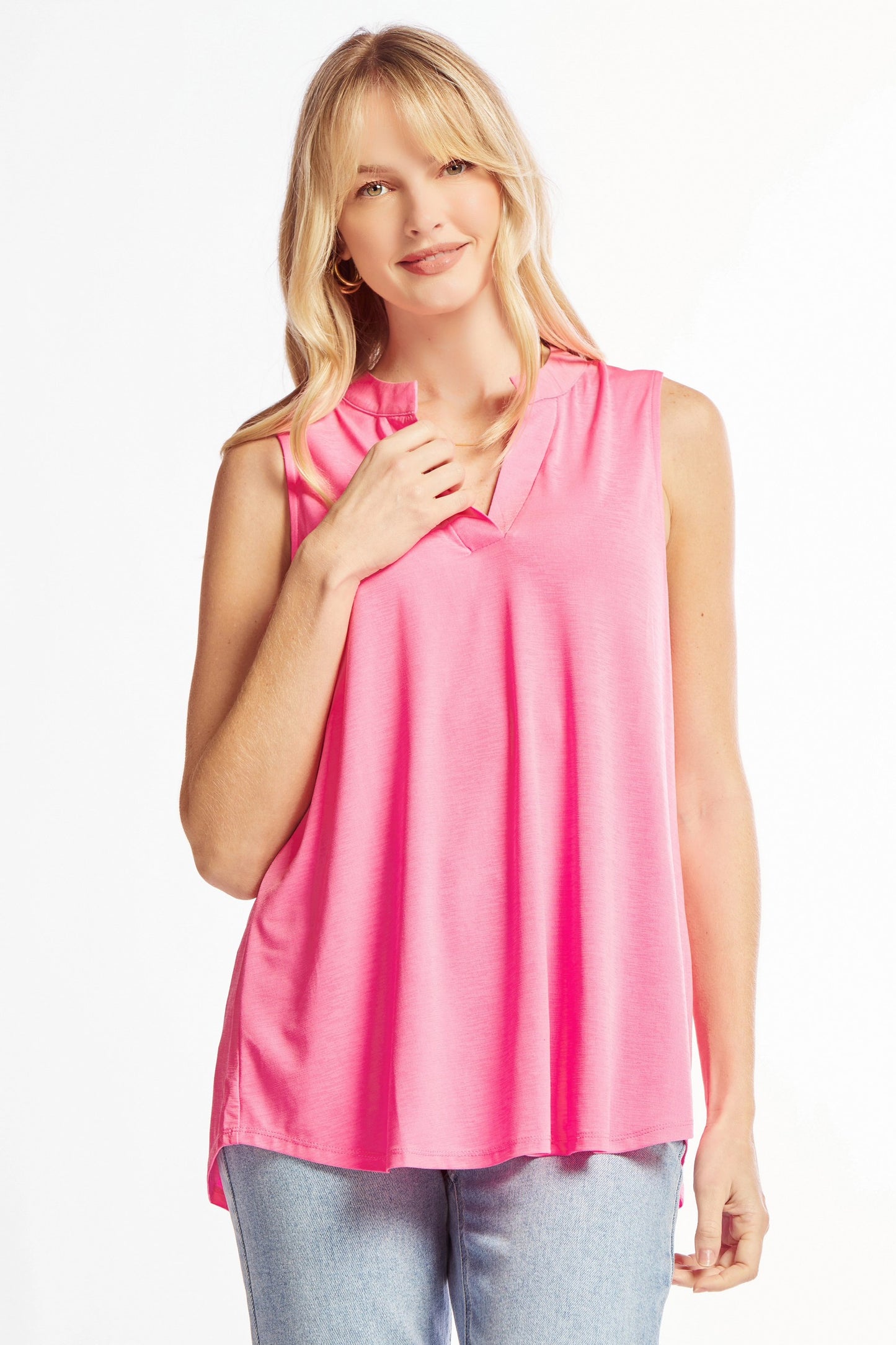 Pink V-Neck Sleeveless Top