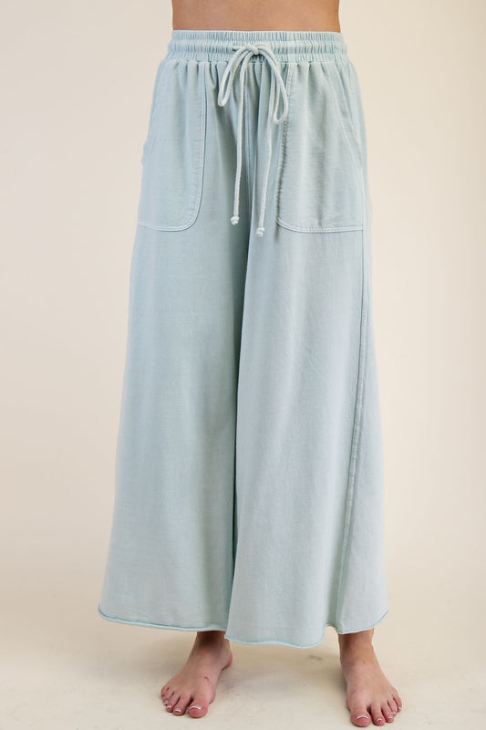 Plus Size-washed Terry Knit Wide Sweatpants